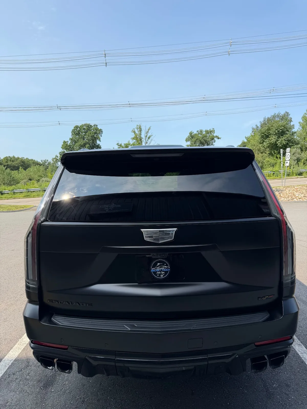 Cadillac Escalade-V Stealth matte PPF rear view Central MA