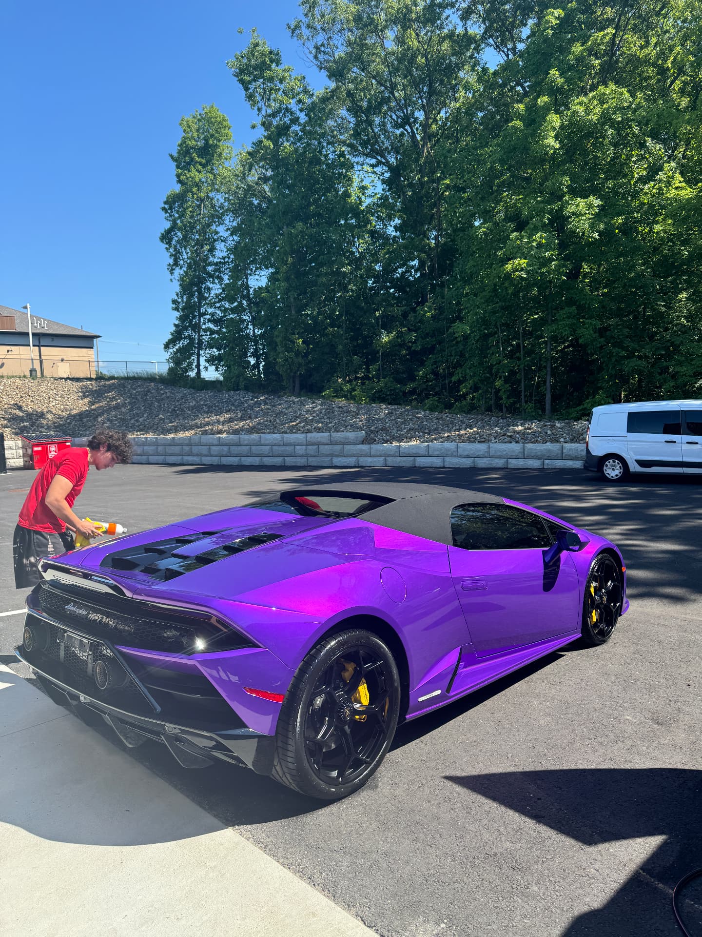 Purple Lamborghini Huracan ceramic coating mobile prep wash in Shrewsbury MA