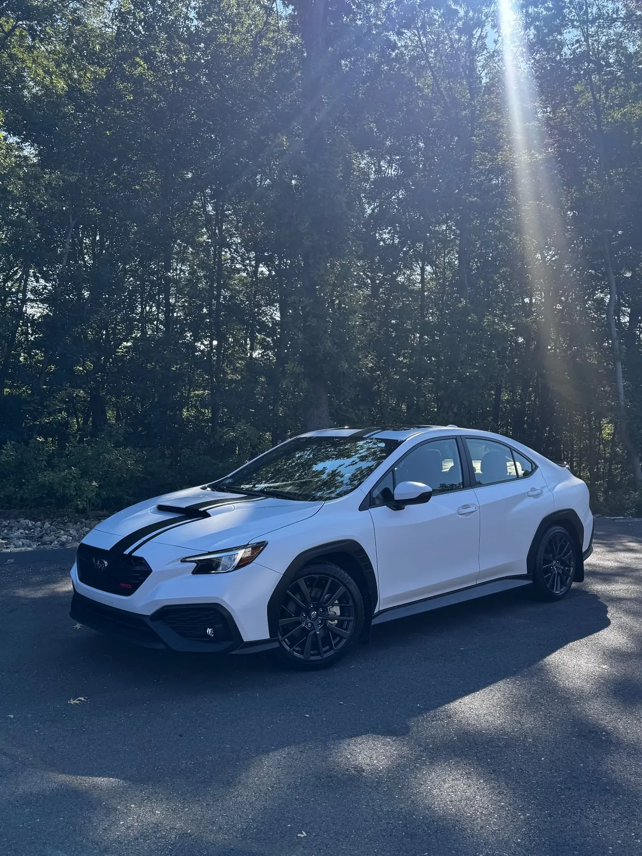 Subaru WRX satin white paint protection film outdoor front quarter Central MA
