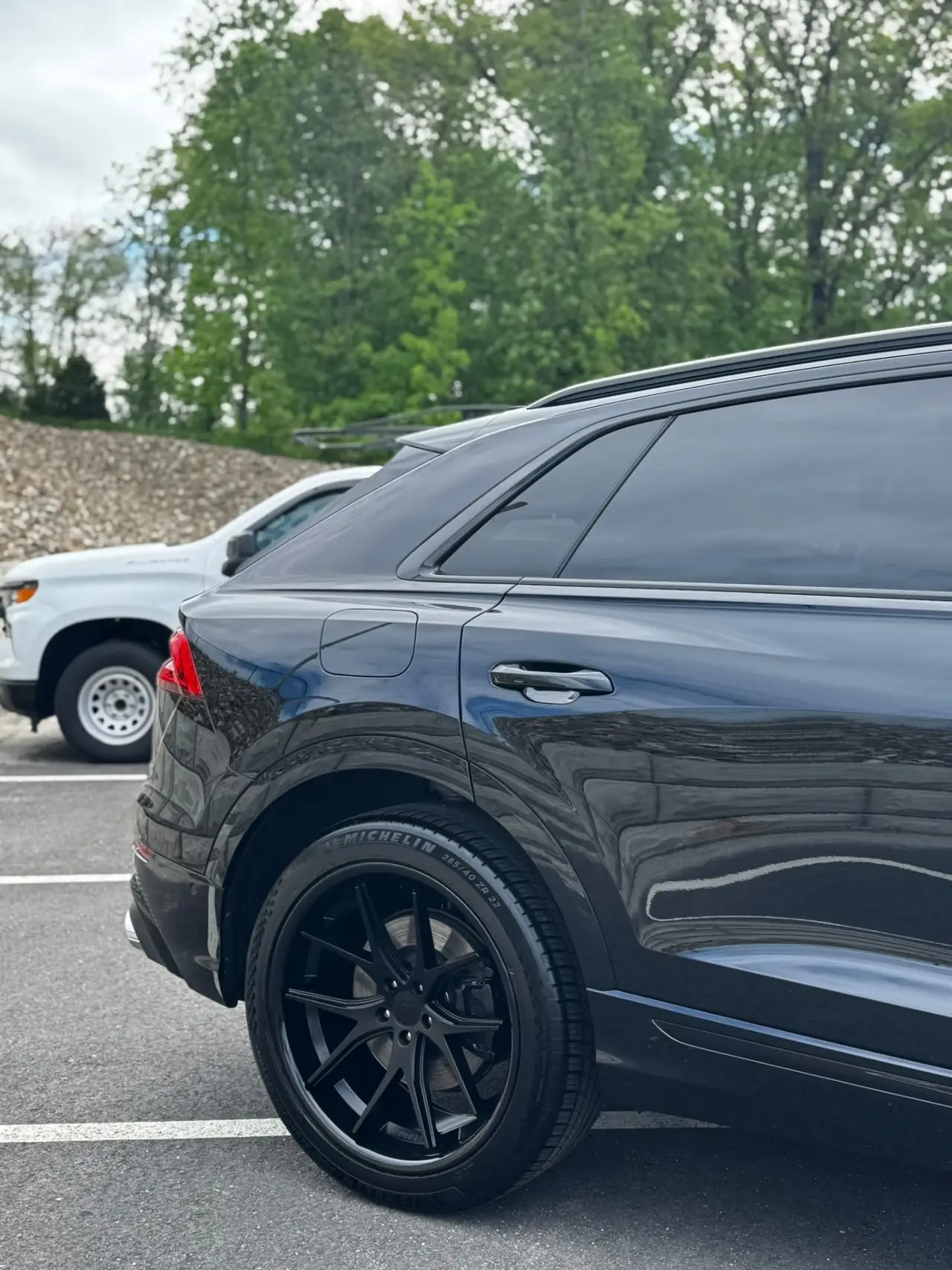 Audi Q8 matte black powder coated rear wheel Worcester County