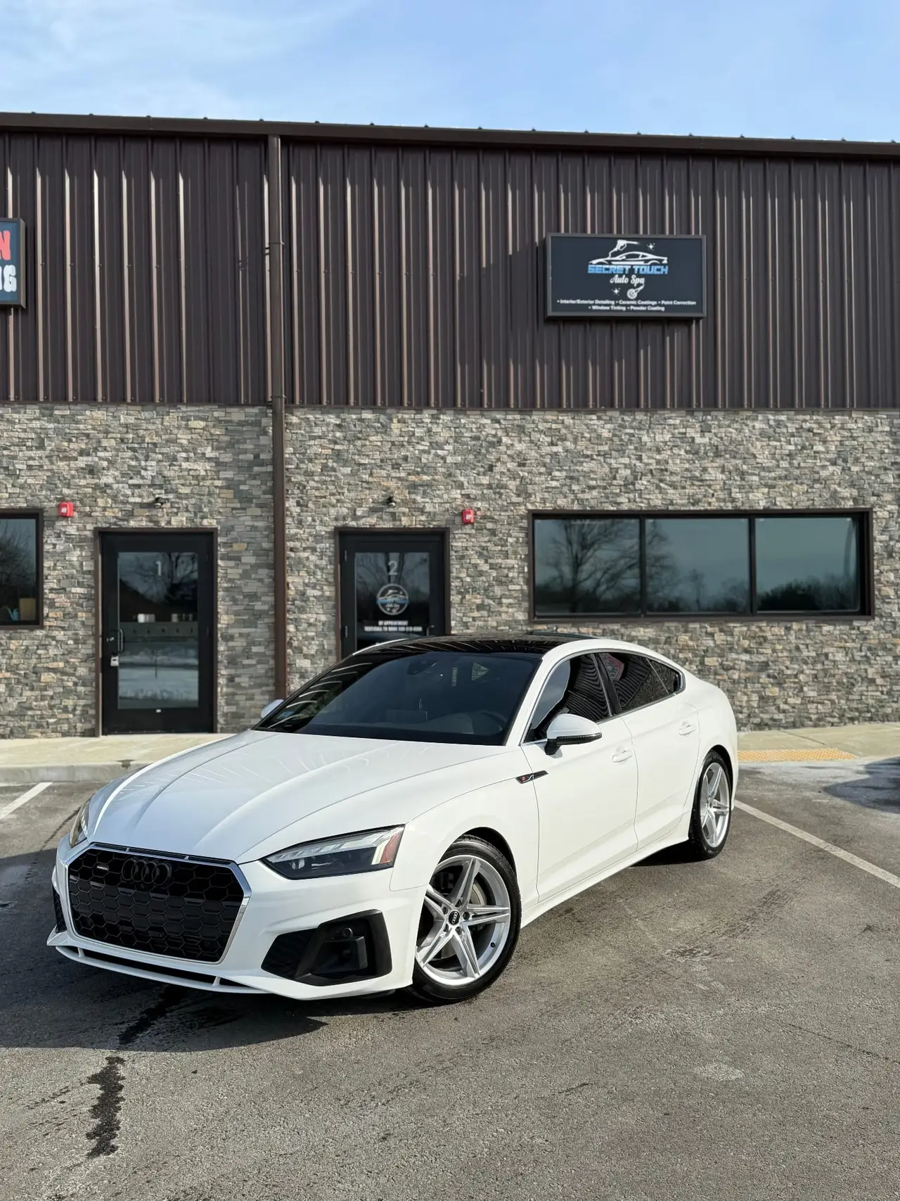 Audi RS5 Sportback white ceramic coating Shrewsbury MA