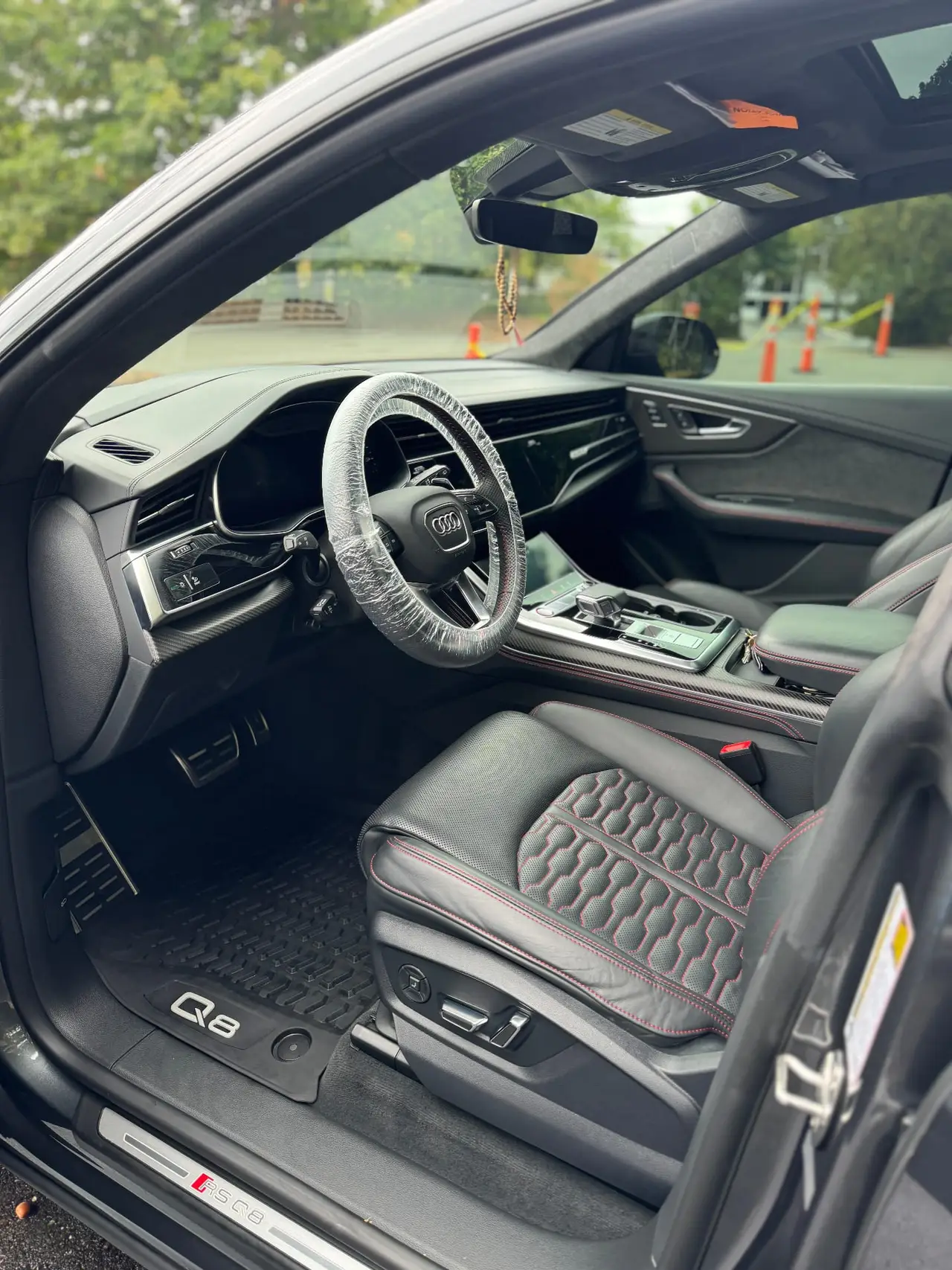 Audi RS Q8 driver seat and dashboard interior detailing