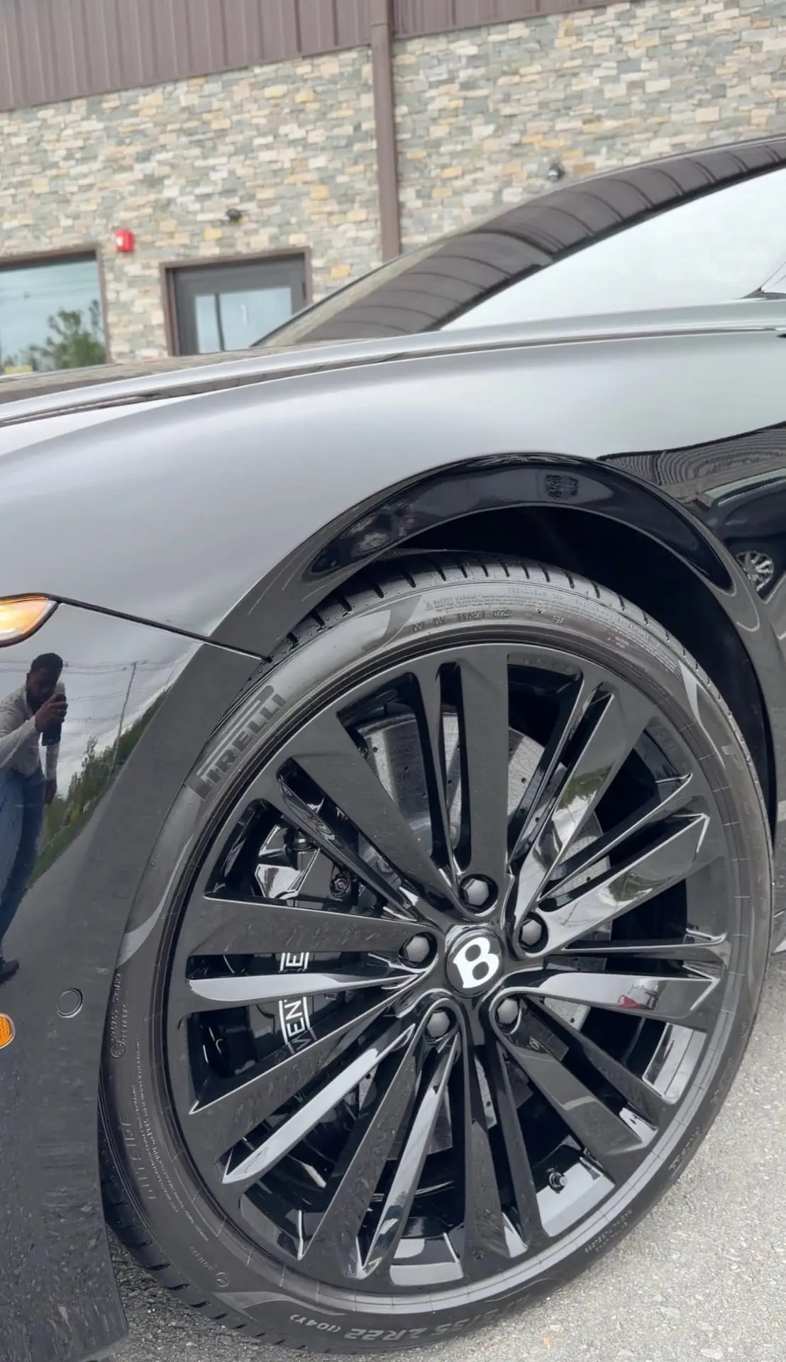 Bentley gloss black wheel after professional ceramic coating at Secret Touch Auto Spa Shrewsbury MA