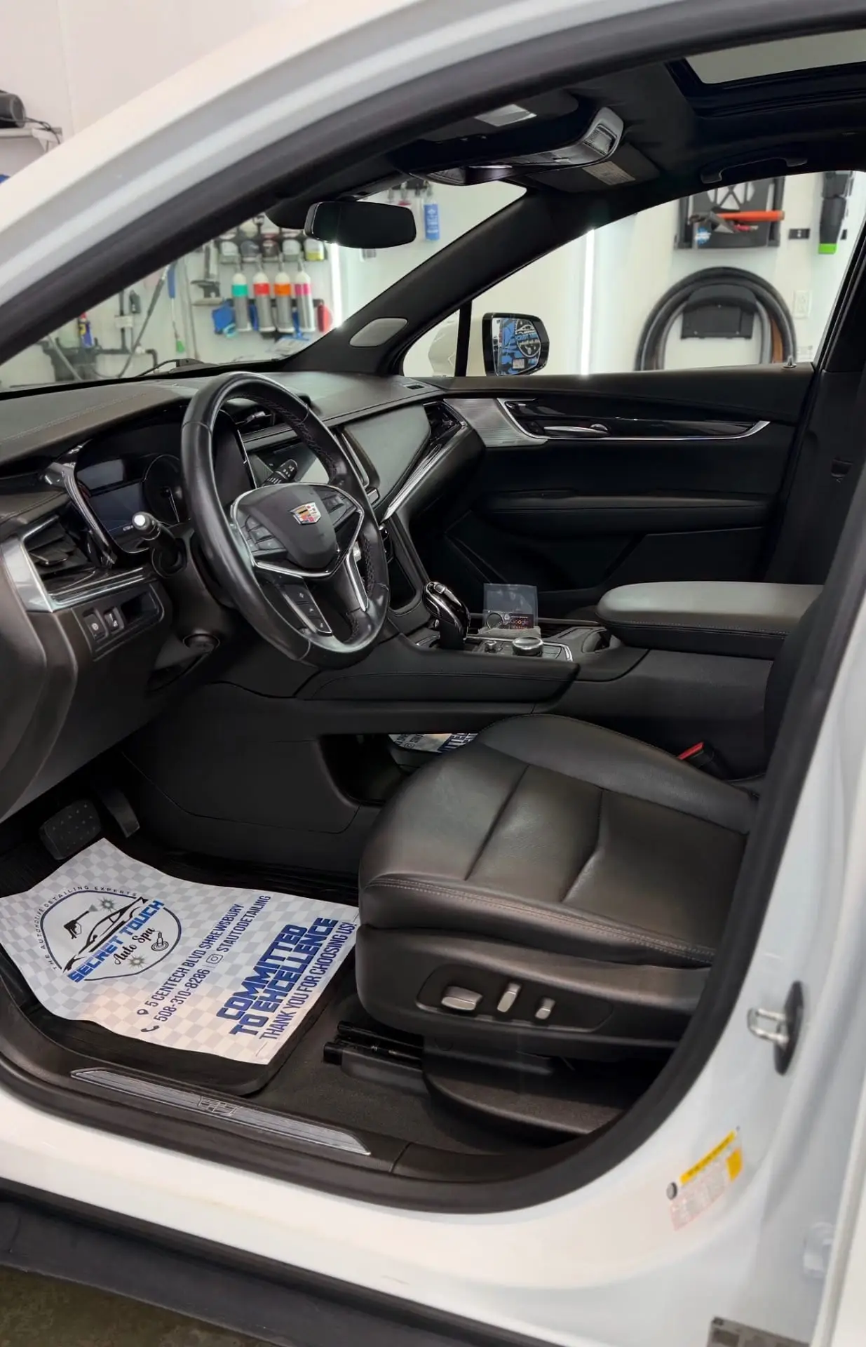 After - Cadillac XT5 interior driver seat before and after detailing Shrewsbury MA