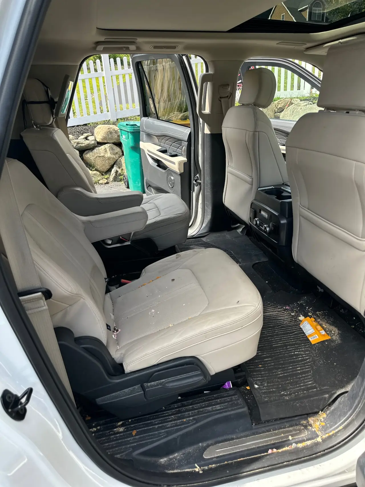 Before - Ford Expedition Platinum interior rear before and after detailing Shrewsbury MA
