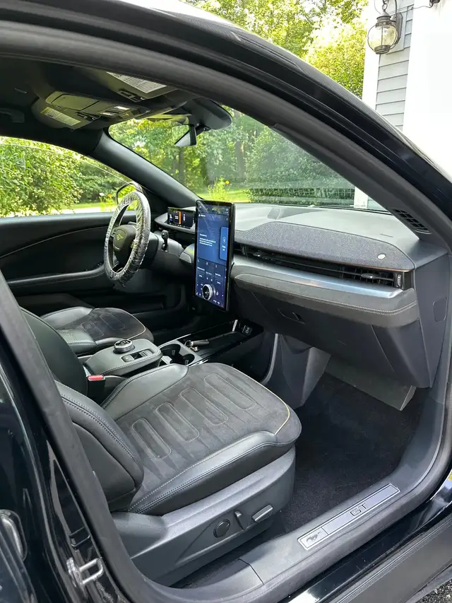 After - Ford Mustang Mach-E interior front before and after detailing Shrewsbury MA