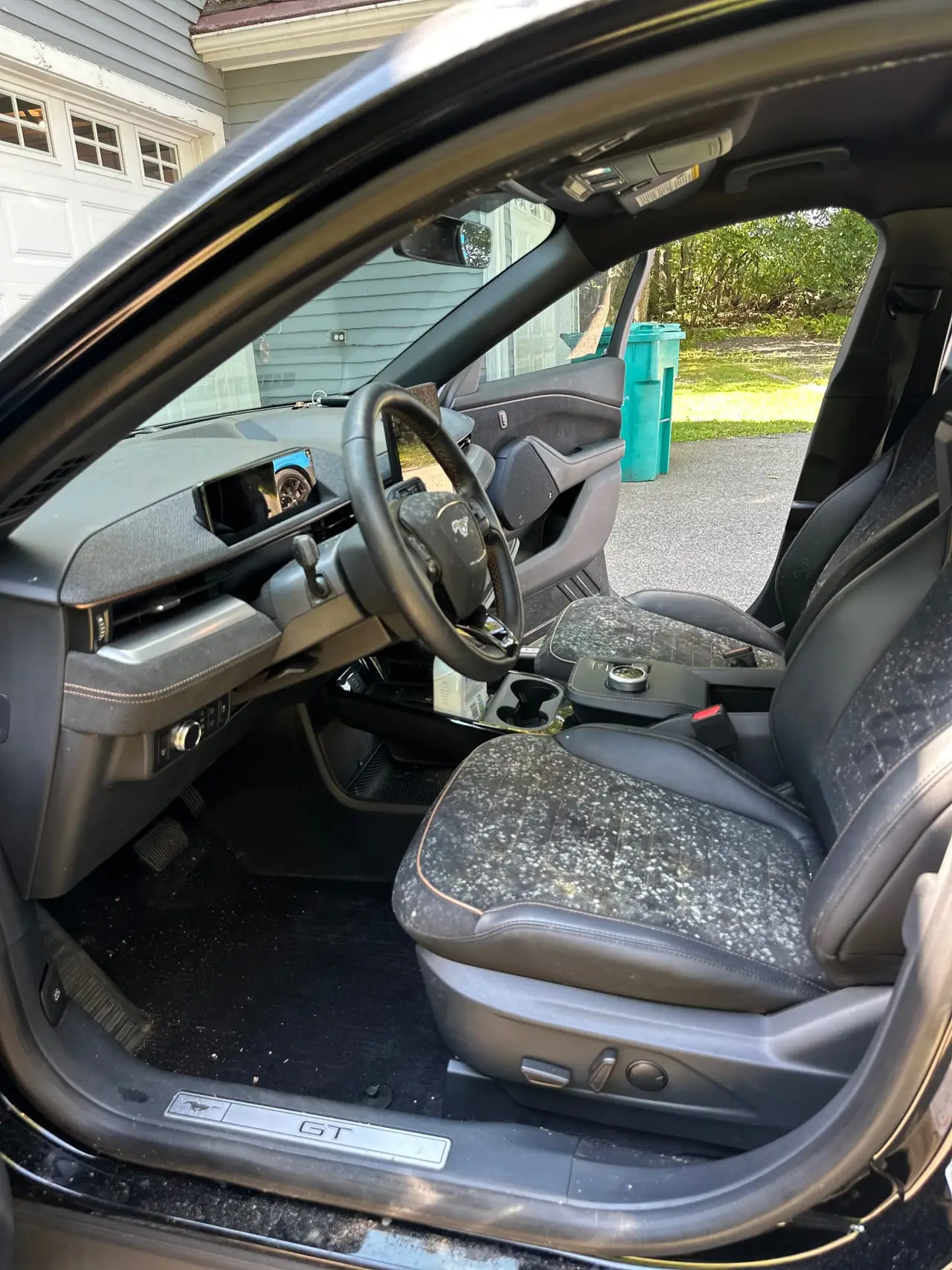 Before - Ford Mustang Mach-E interior front before and after detailing Shrewsbury MA
