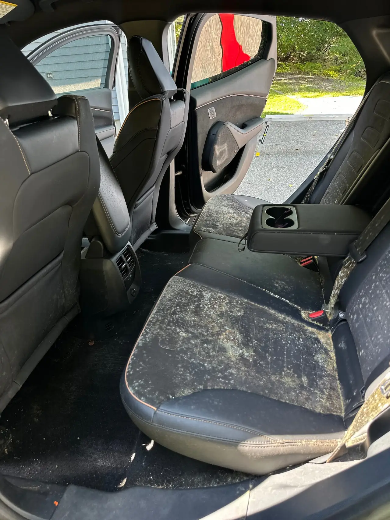 Before - Ford Mustang Mach-E interior rear before and after detailing Shrewsbury MA