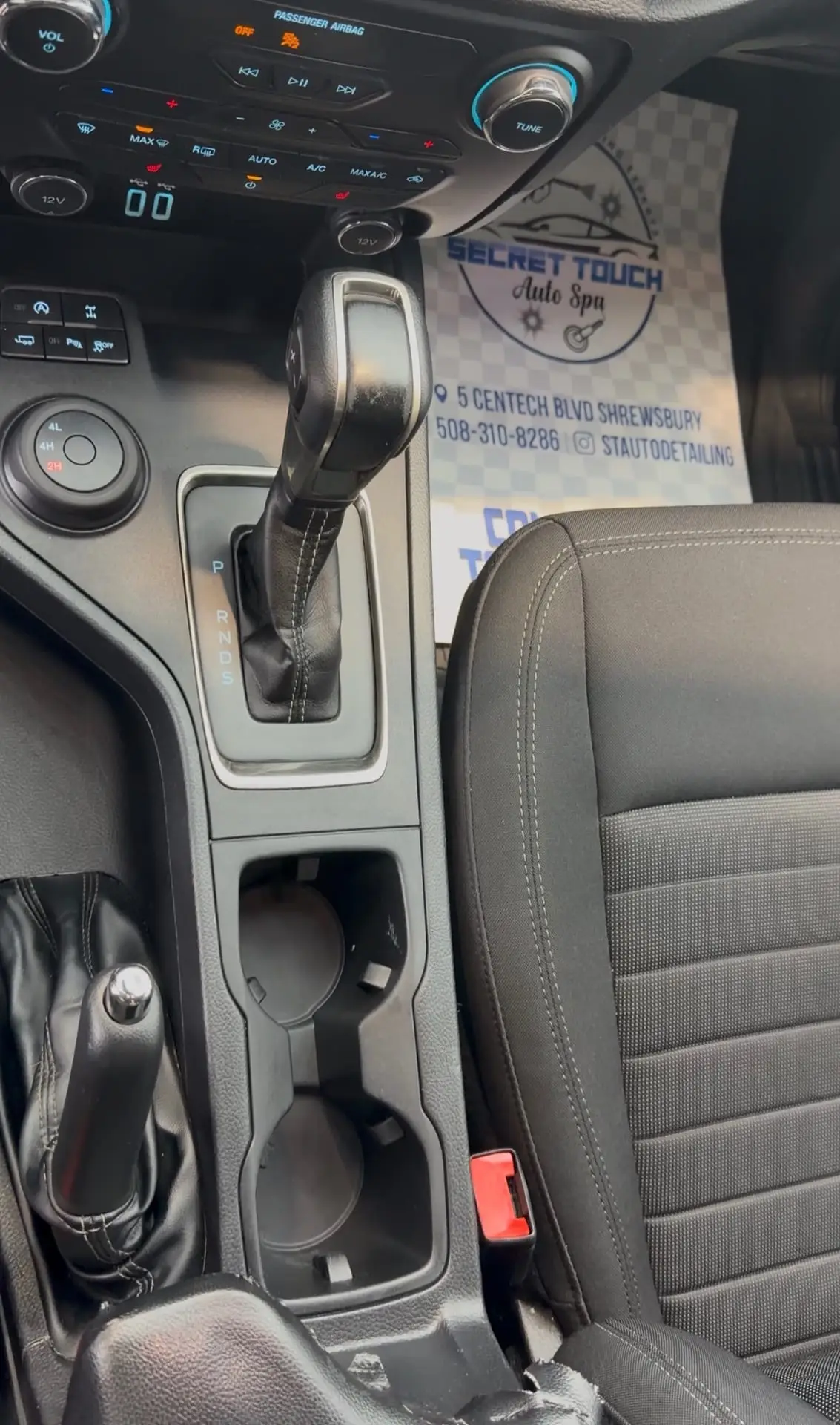 After - Ford Ranger interior center console before and after detailing Shrewsbury MA