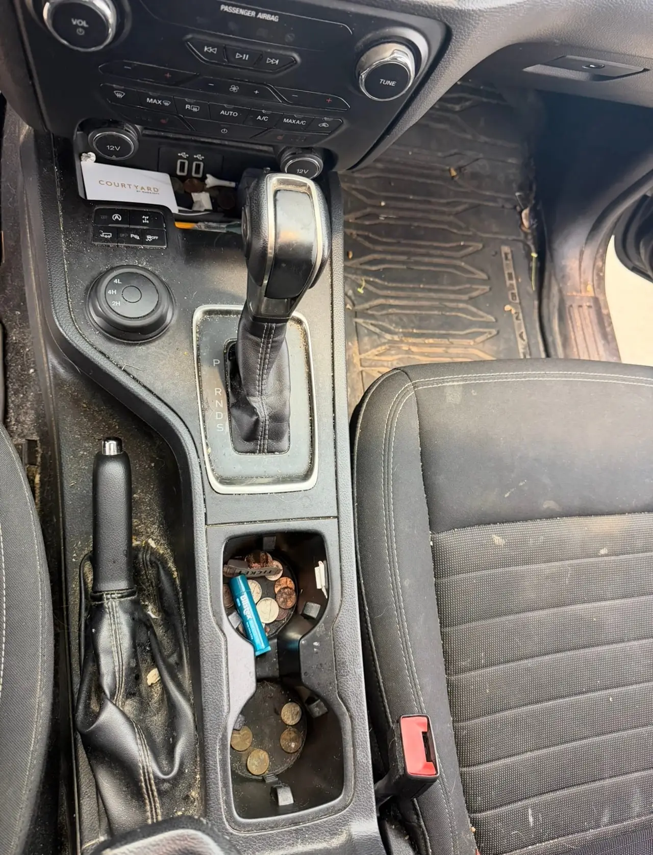 Before - Ford Ranger interior center console before and after detailing Shrewsbury MA