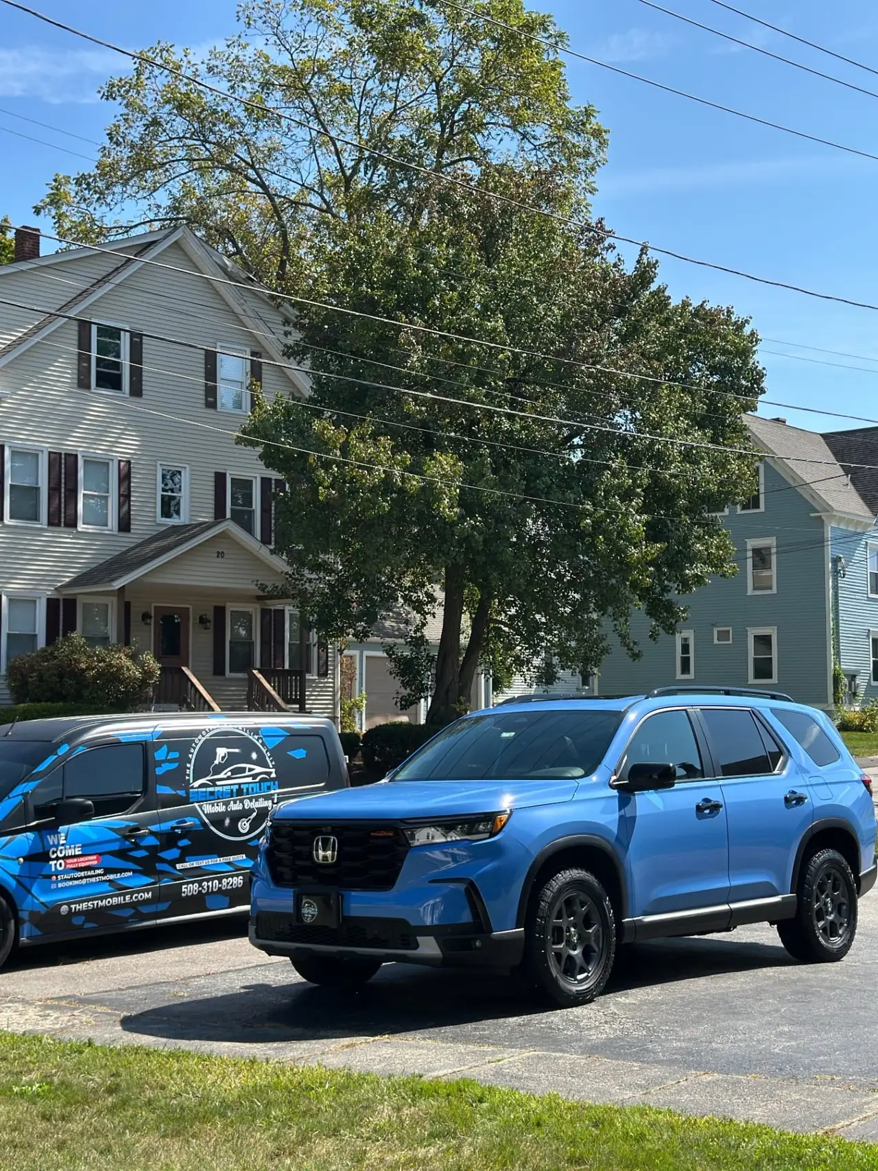 Honda Passport blue mobile detailing Central MA