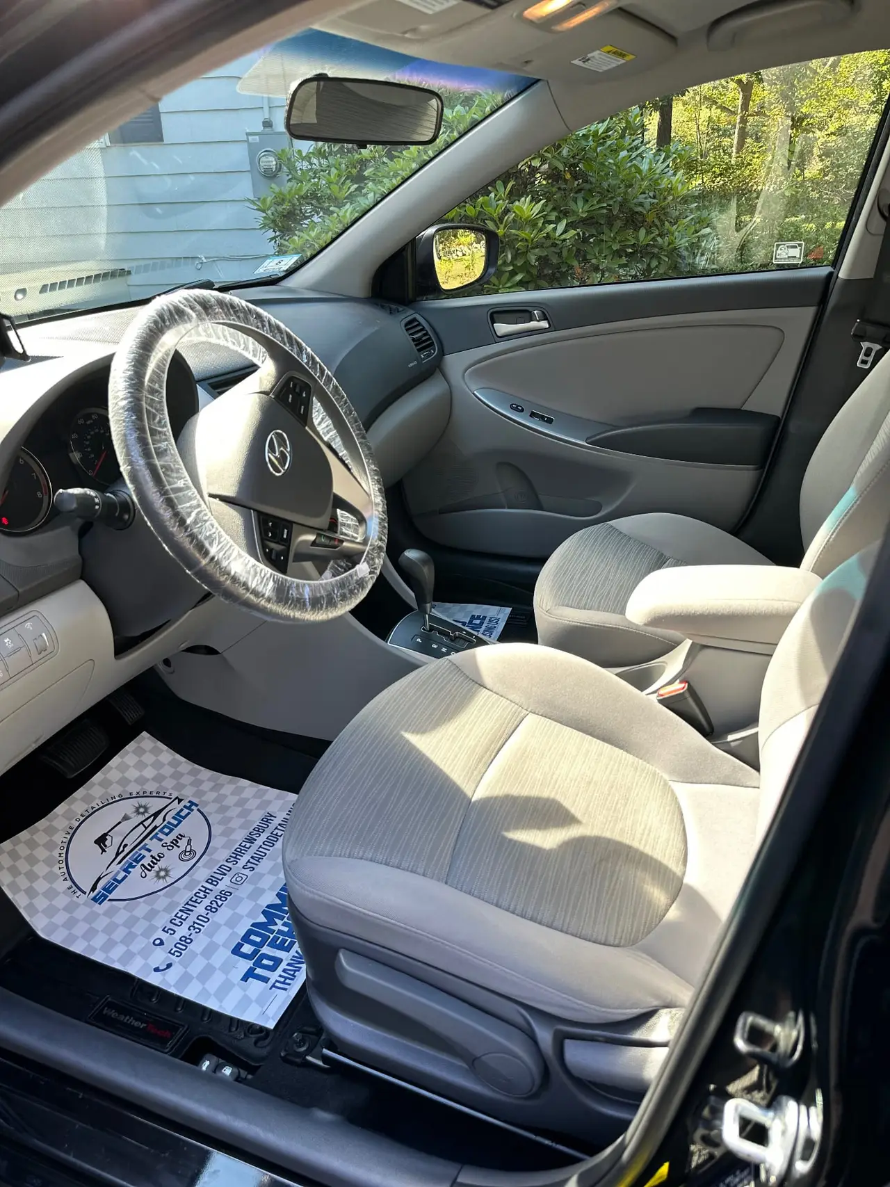 After - Hyundai Accent interior driver seat before and after detailing Shrewsbury MA