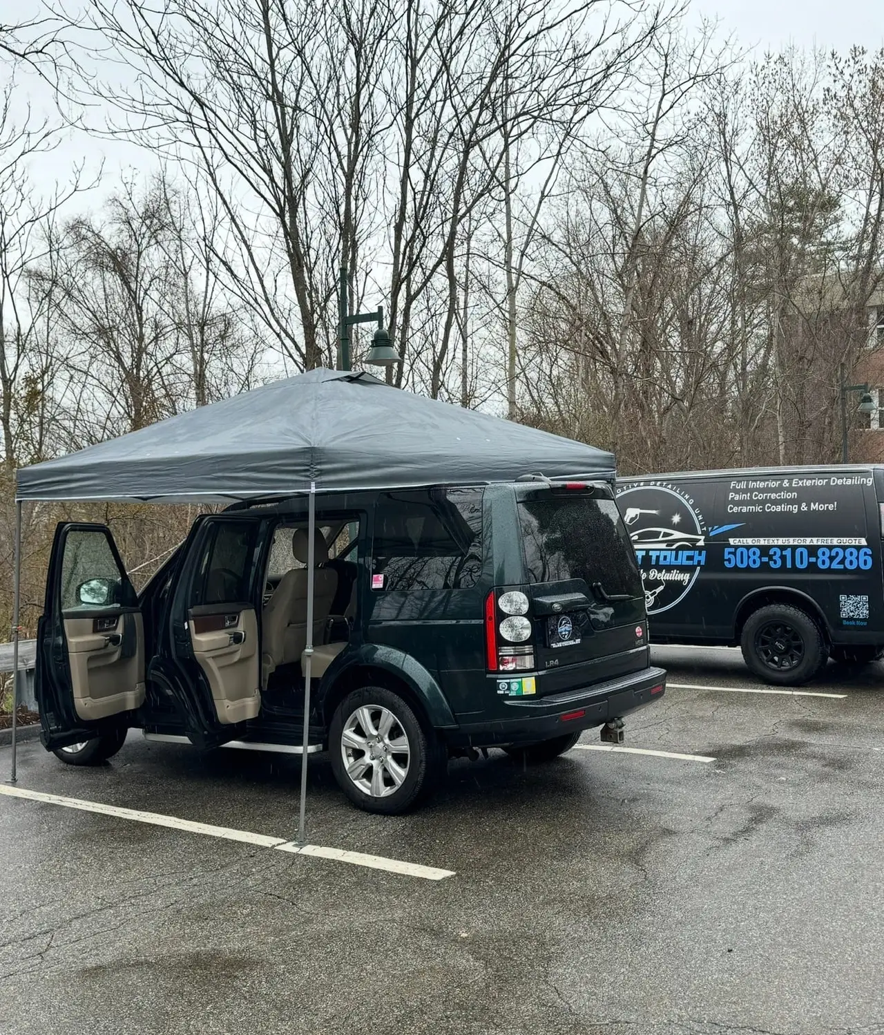 Land Rover LR4 interior mobile detailing with canopy Central MA