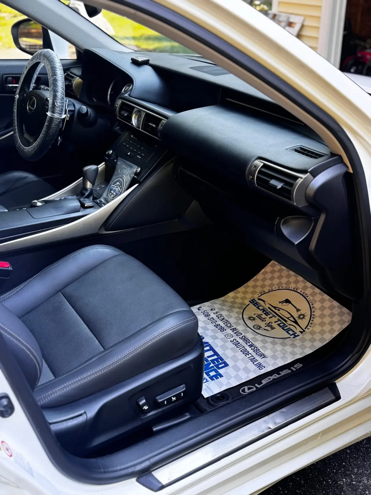 After - Lexus IS interior passenger side before and after detailing Shrewsbury MA
