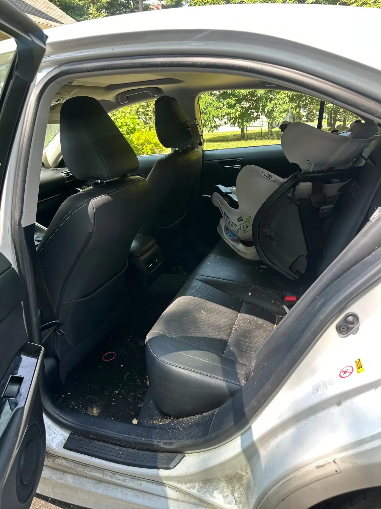 Before - Lexus IS interior rear seat before and after detailing Shrewsbury MA