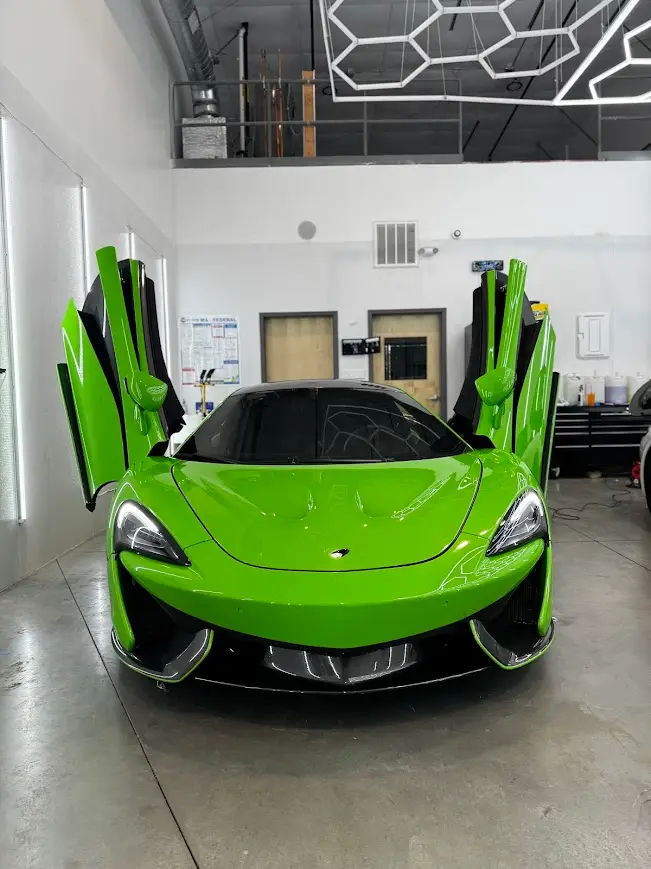 McLaren 570S green ceramic coating doors up Shrewsbury MA