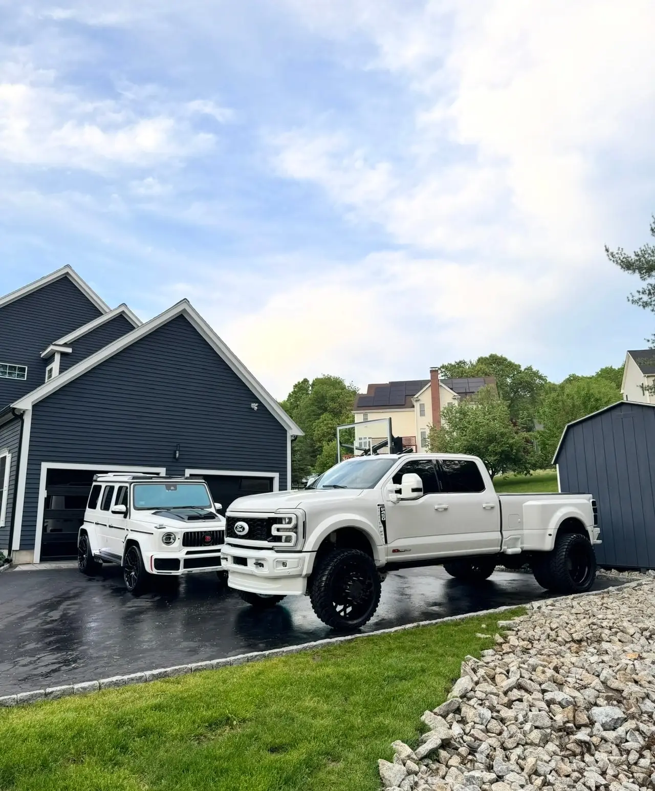 Mercedes G63 Brabus and Ford F450 white mobile detailing Shrewsbury MA