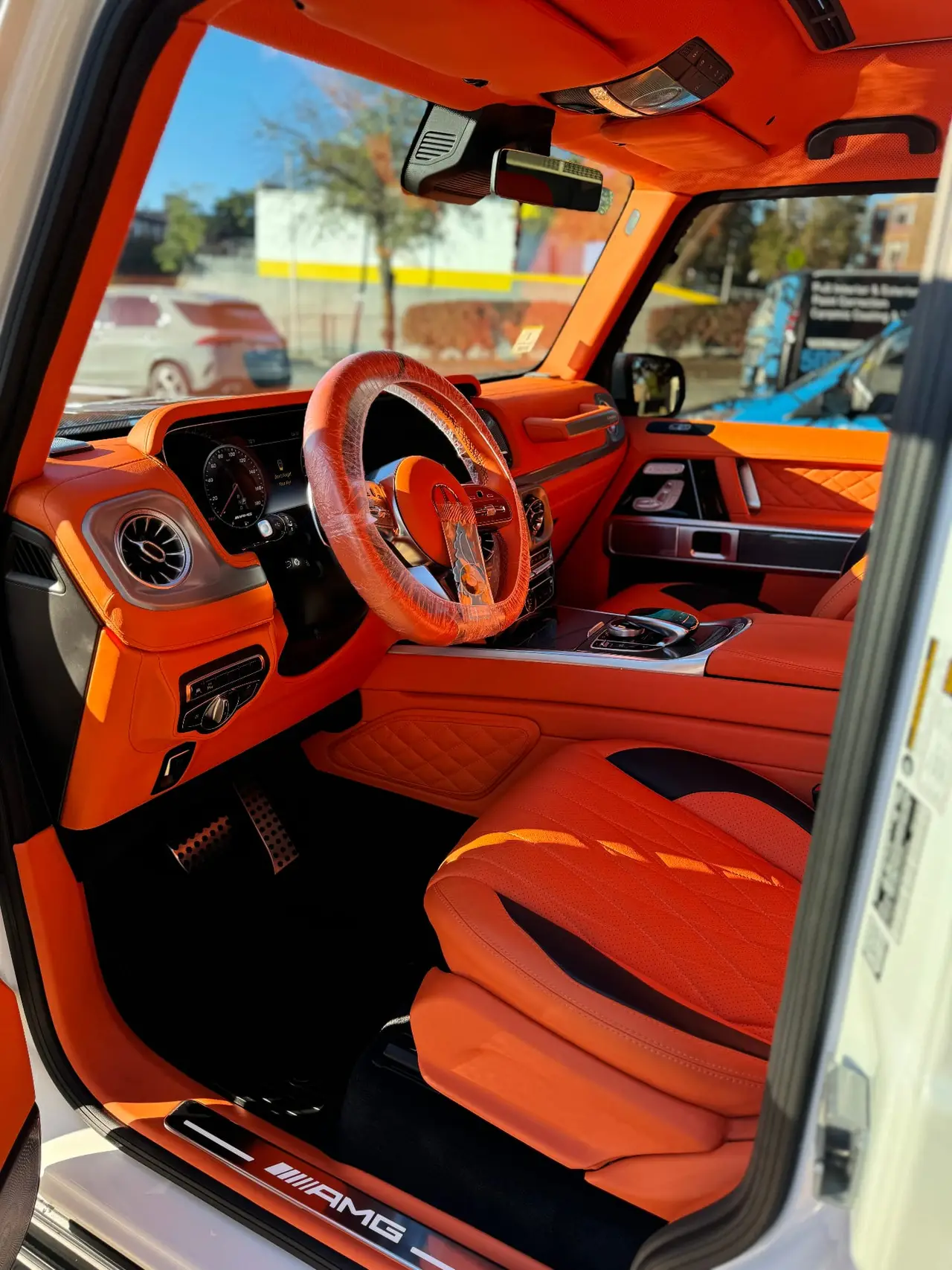 Mercedes G63 Brabus custom orange interior detailing service