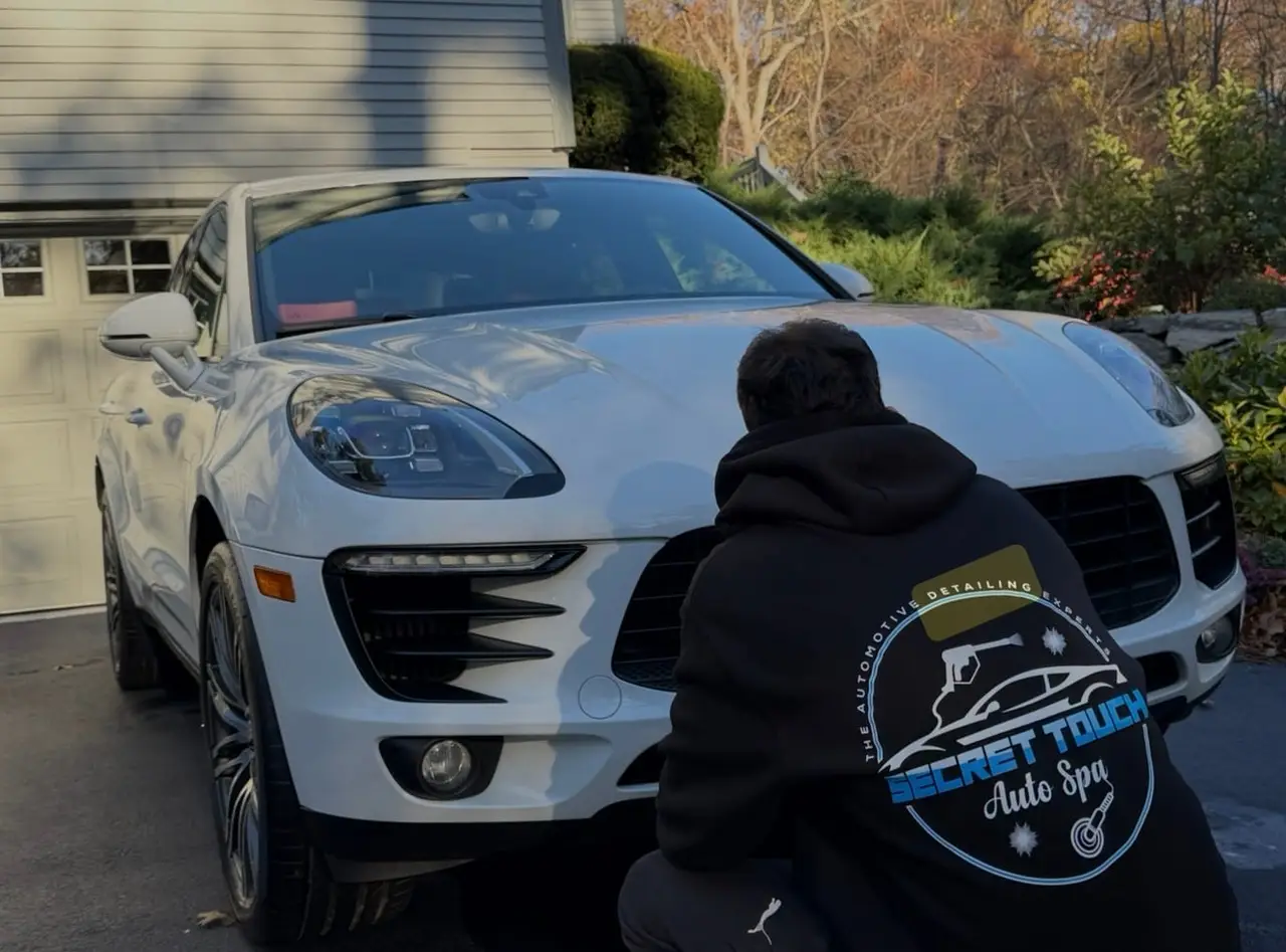 Porsche Macan white mobile detailing at home Central MA