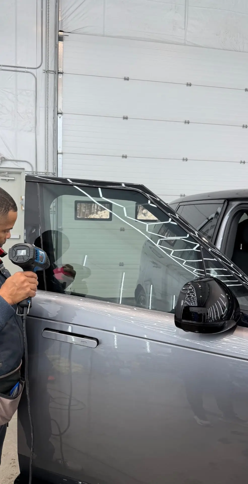 Range Rover ceramic window tint heat gun installation Shrewsbury MA