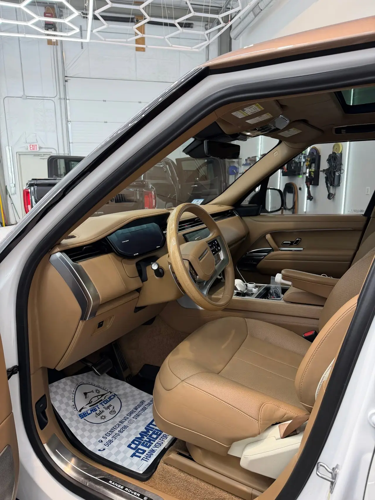 After - Range Rover interior driver seat before and after detailing Shrewsbury MA