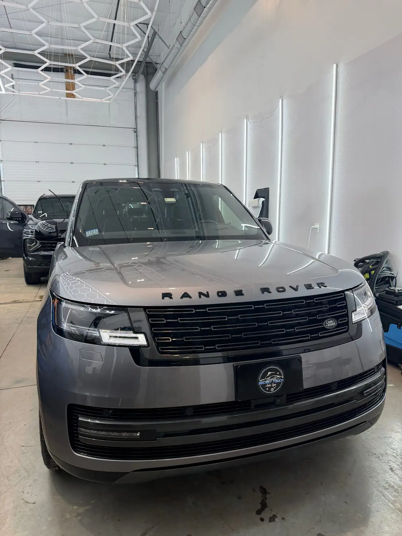 Range Rover grey front ceramic coating Shrewsbury MA