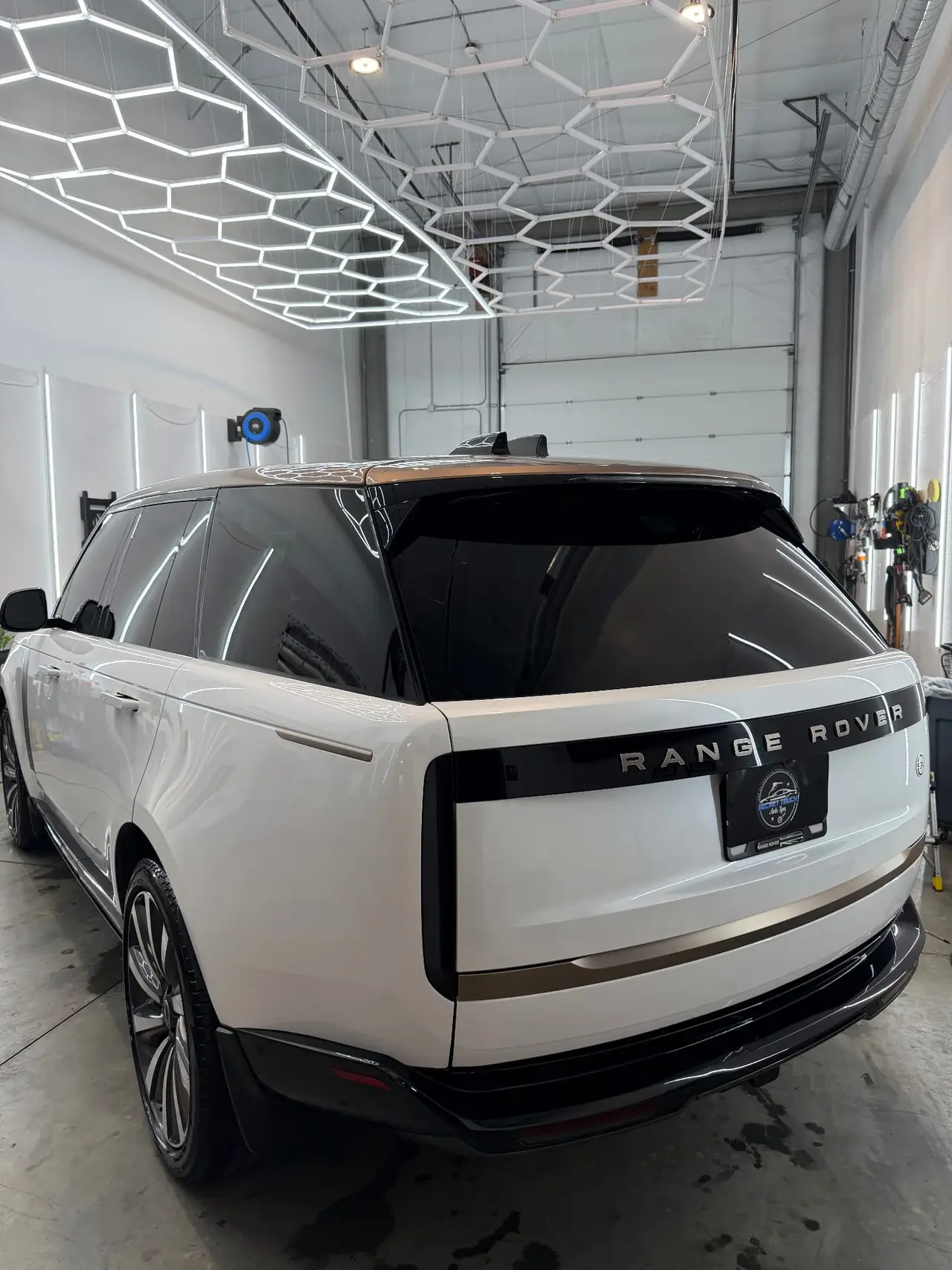 White Range Rover rear ceramic coating at Secret Touch Shrewsbury MA