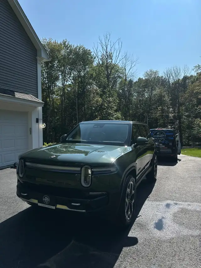 Rivian R1S green mobile detailing Central MA