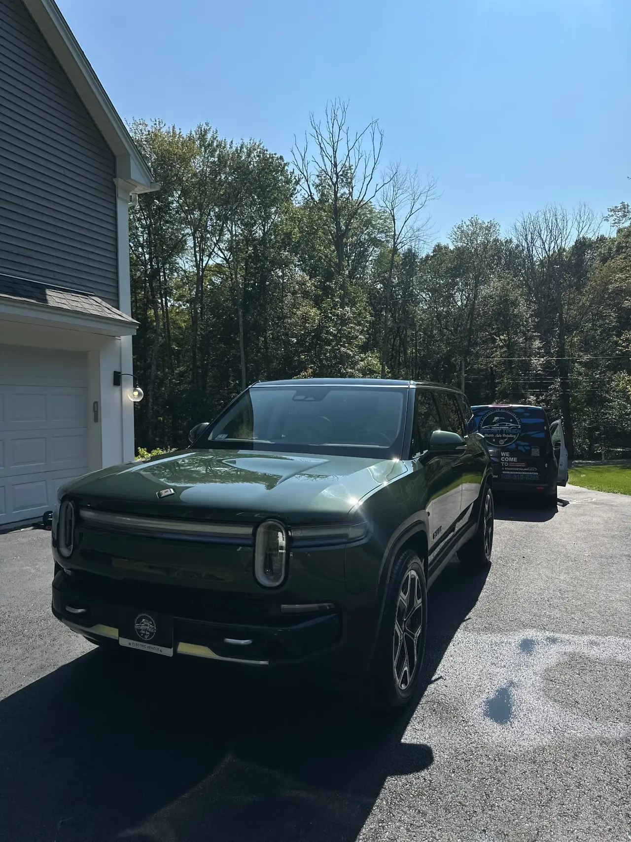 Rivian R1S green mobile detailing Central MA