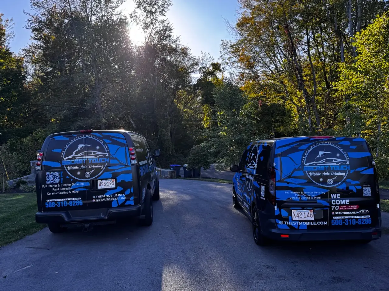 Secret Touch Auto Spa mobile detailing vans ready for at-home service in Shrewsbury MA