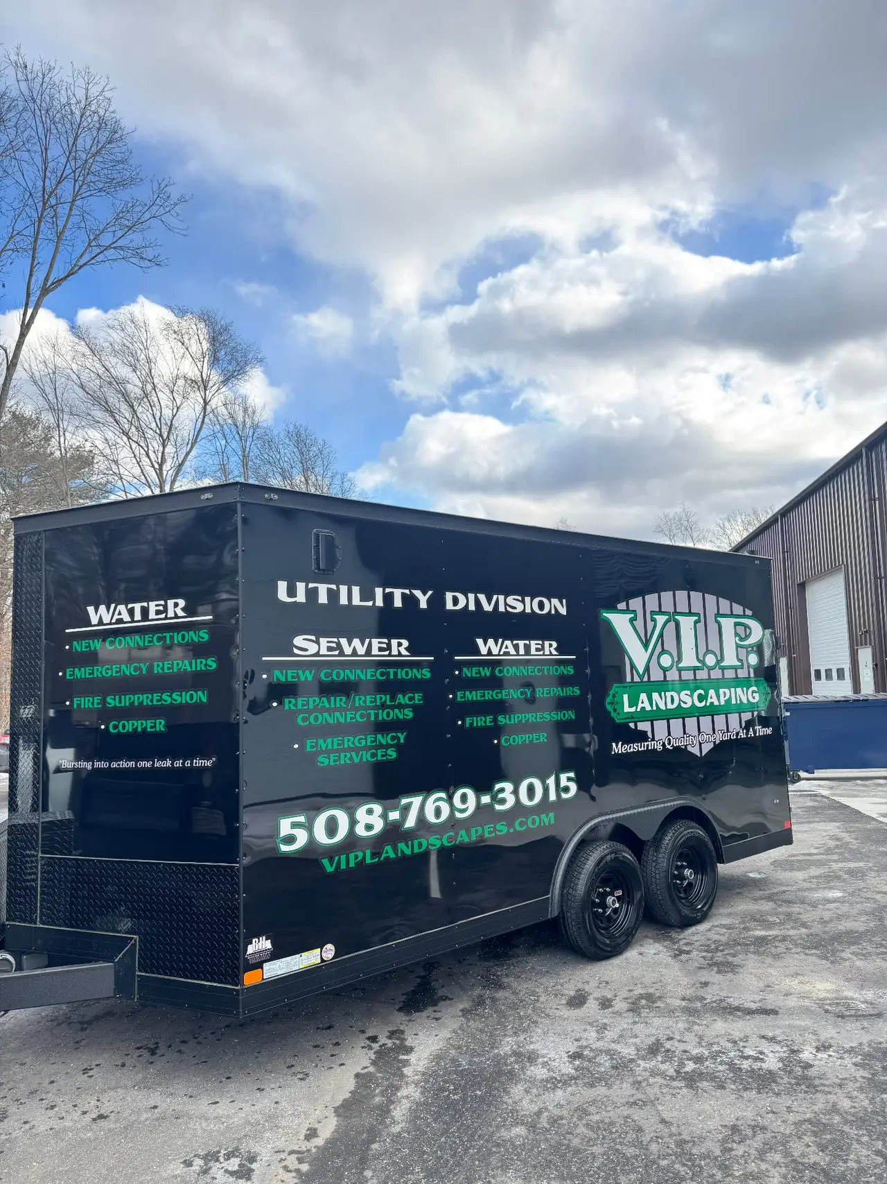 VIP Landscaping utility trailer detailing Worcester County MA